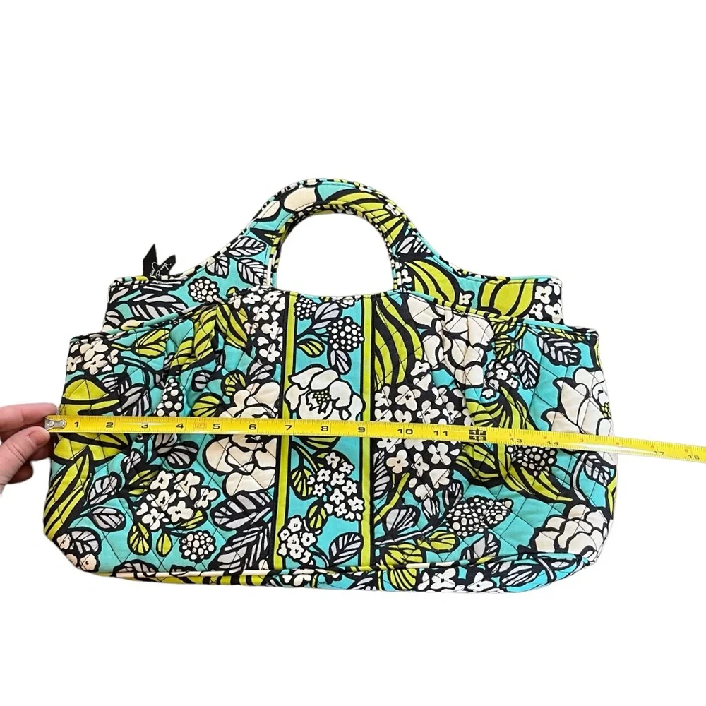Vera Bradley Abby Purse Handbag Bag Satchel Island Blooms Blue Floral Blue Green